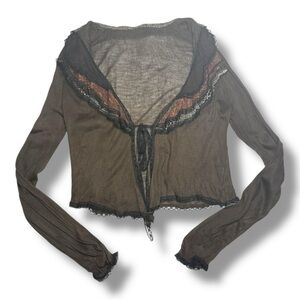 Brown Y2K Front Tie Top Size Medium